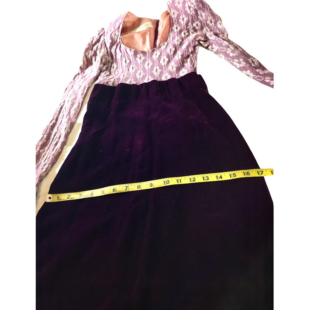 Vintage 70’s Young Inoccent Granny Core Dress Plum w/Purple Velvet Maxi - Picture 10 of 16